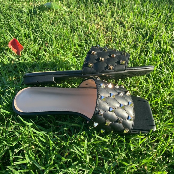 Black faux leather  Women Sandals - Picture 3 of 5